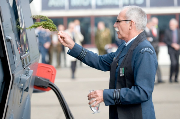 NZDF Chaplain blessing an aircraft