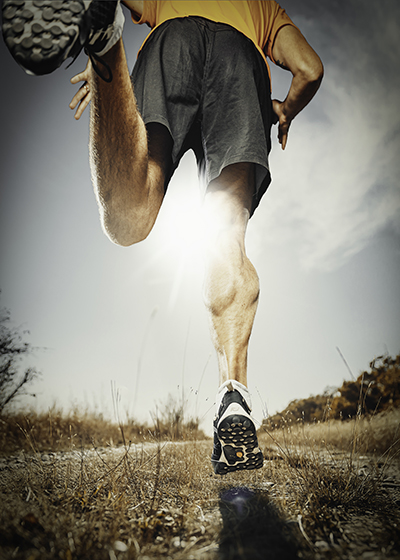 View of a runner as they race above the camera